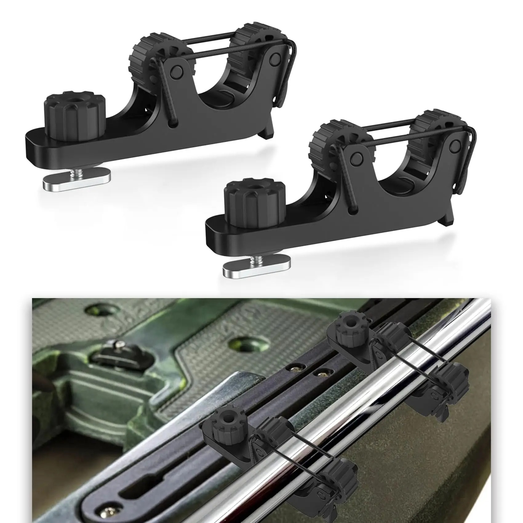 Fishing Kayak Crate - ที่ยึดไม้พายเรือคายัคแบบติดราง, คลิปหนีบไม้พายสำหรับไม้พายมาตรฐาน, อุปกรณ์เสริมเรือคายัค