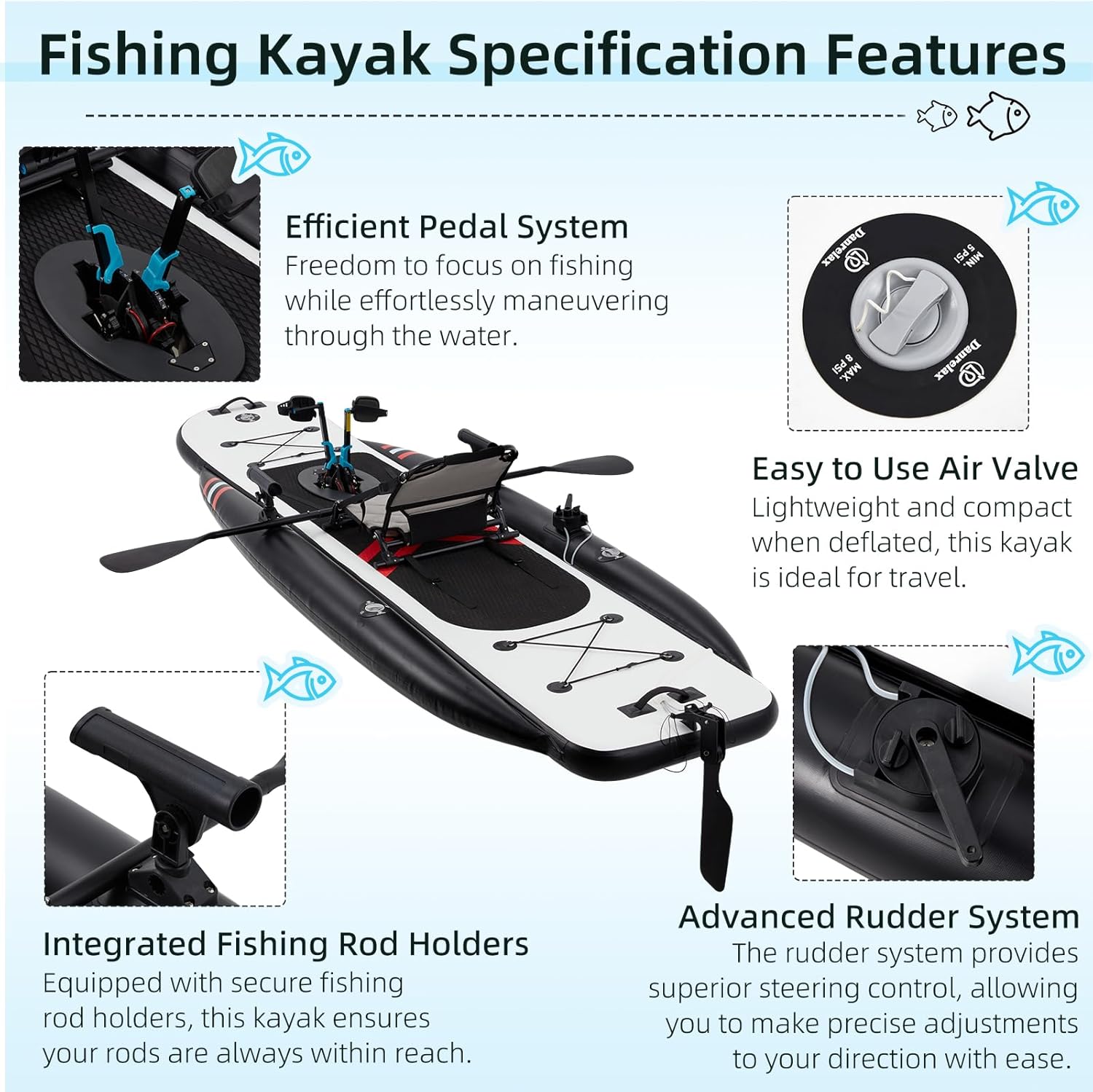 เรือคายัคพองลม PVC พรีเมียมขนา - Fishing Kayak Inflatable บทวิจารณ์และราคา